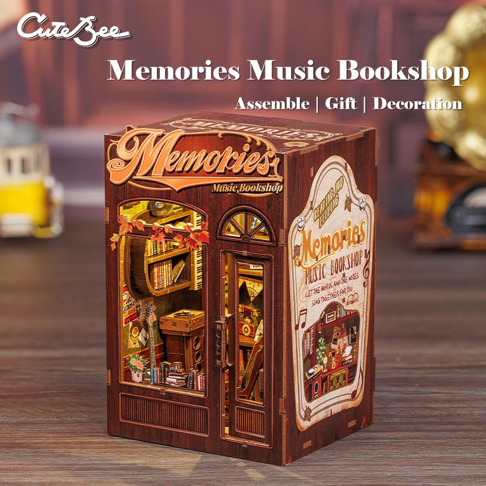 

DIY Book Nook Kit Miniature Wooden Dollhouse with Lights Bookshelf Insert 3D Puzzle Model Owl Bookstore Gifts