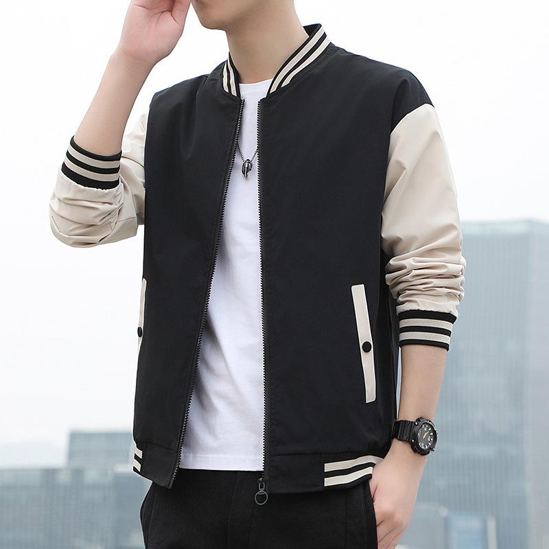 Spring and Autumn New Jacket Men's Solid Color Stand Collar Korean Version of Casual Loose Jacket Men's Jacket Trend