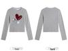 Women's Heart-Shaped Puppy Print Round Neck Long Sleeve T-shirt, Brushed for Spring, Autumn, Winter - Korean Style Fashion Base Layer.
