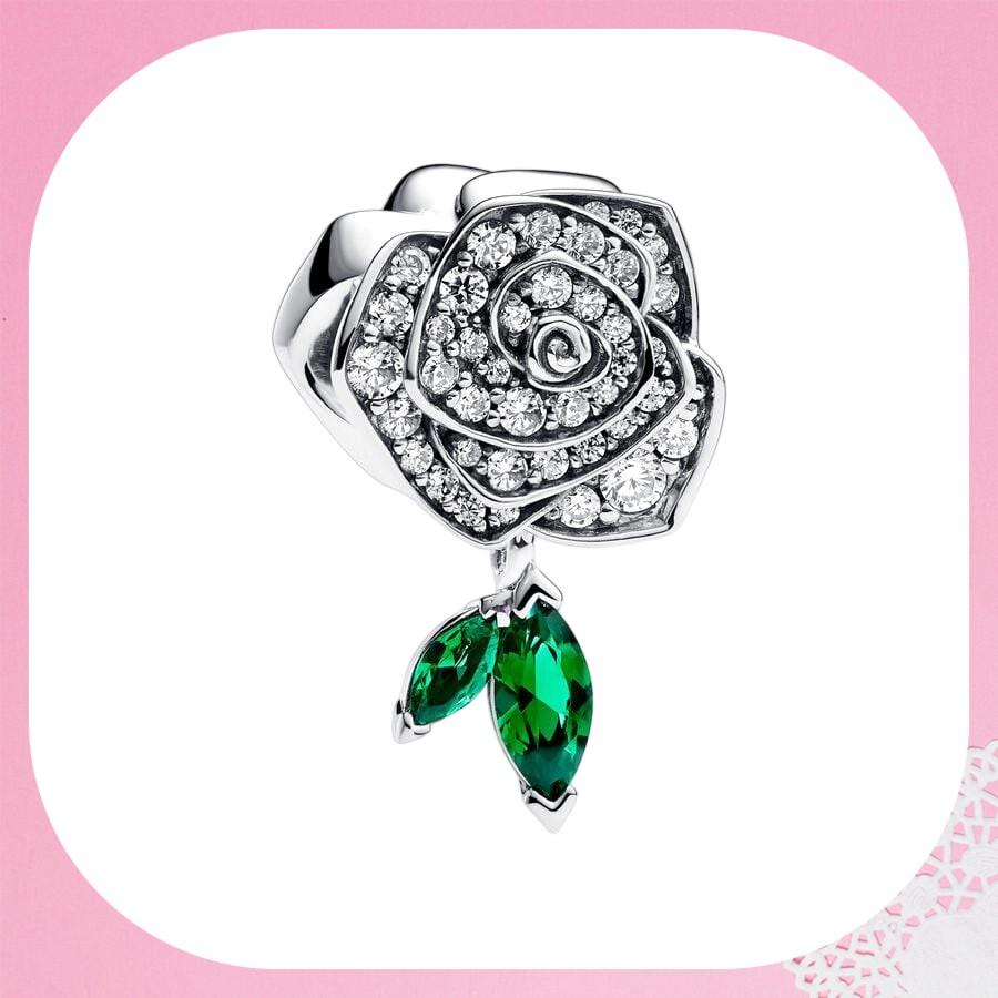 Sparkling Rose In Bloom Series Charm Bead Purple Pink Rose In Bloom Fit Original Bracelets Accessories Diy Jewelry Gift