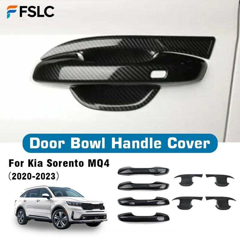 Car Decoration Door Bowl Handle Cover For Kia Sorento MQ4 - Carbon Fiber Chrome Silver Cars Accessories Exterior Styling