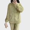 Women's Winter Warm Flannel Velvet Zipper Pajama Set