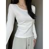 Neck and shoulder bottoming shirt Spring thin velvet polished long-sleeved shirt Women's simple basic inner top