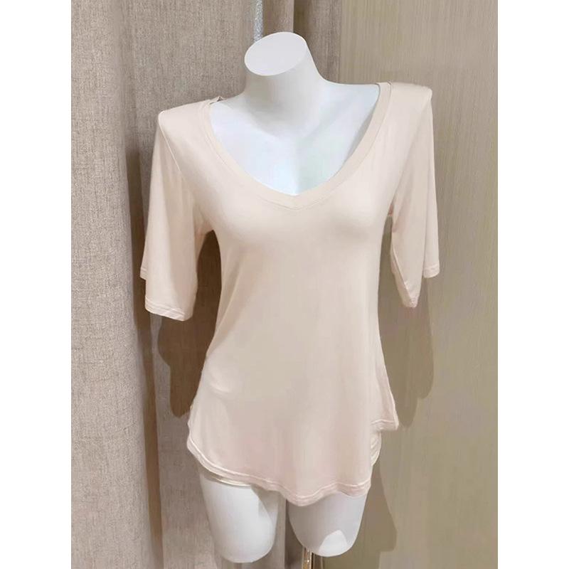 Water-sensitive tee large V-neck T-shirt women's short-sleeved summer new loose and thin versatile mask T