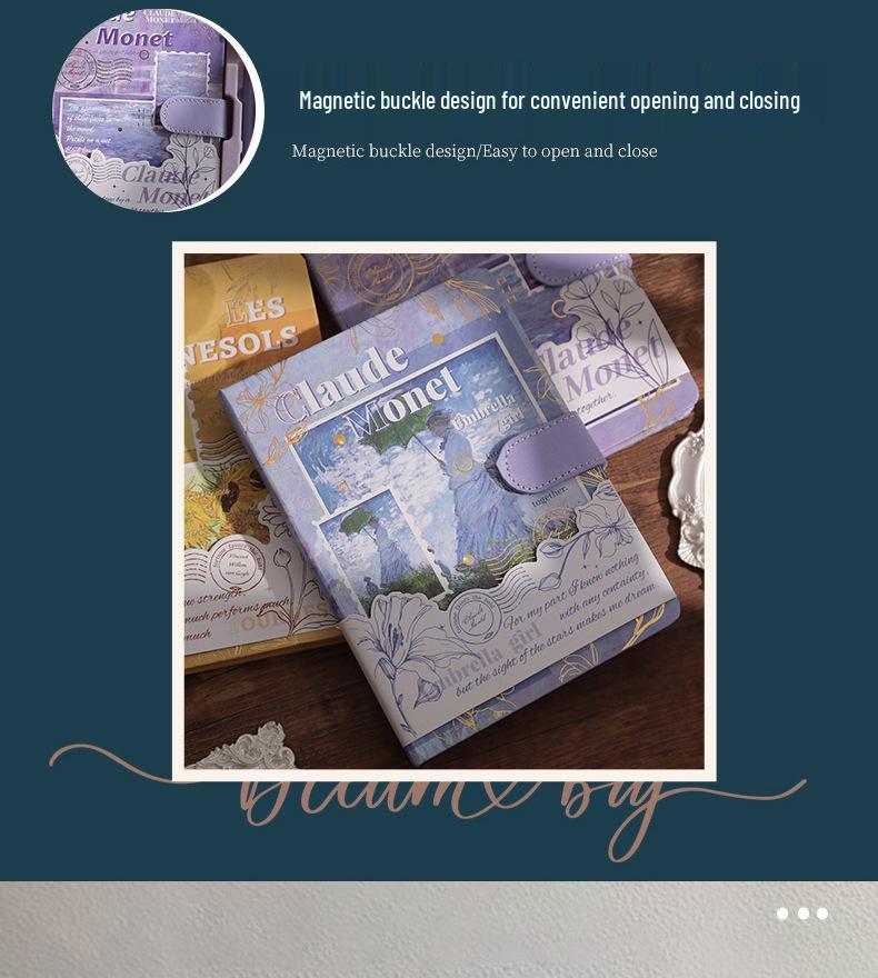 Artistic Oil Painting Notebook Gift Set with Retro PU Magnetic Buckle - Ideal for Business or Student Souvenirs.