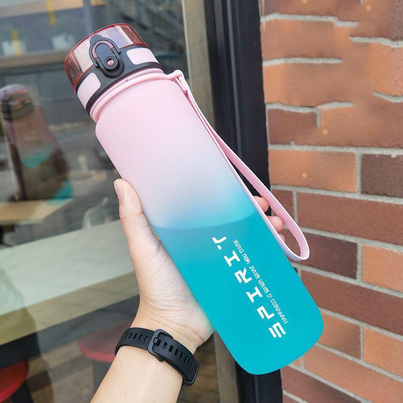 1PC farebný športový plastový pohár odolný proti úniku veľkokapacitná fľaša na vodu 1 liter