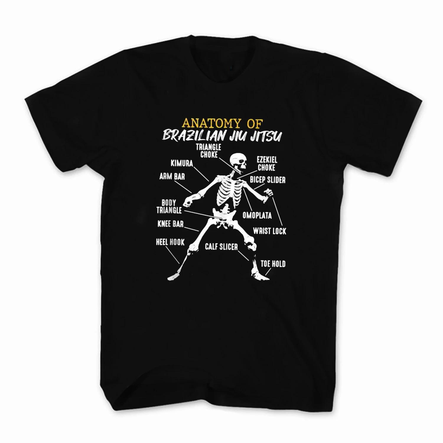 Anatomy of Brazilian Jiu Jitsu Funny Karate Fighting Skeleton T Shirt New 100 Cotton Short Sleeve ONeck Tshirt Casual Unisexs Top S