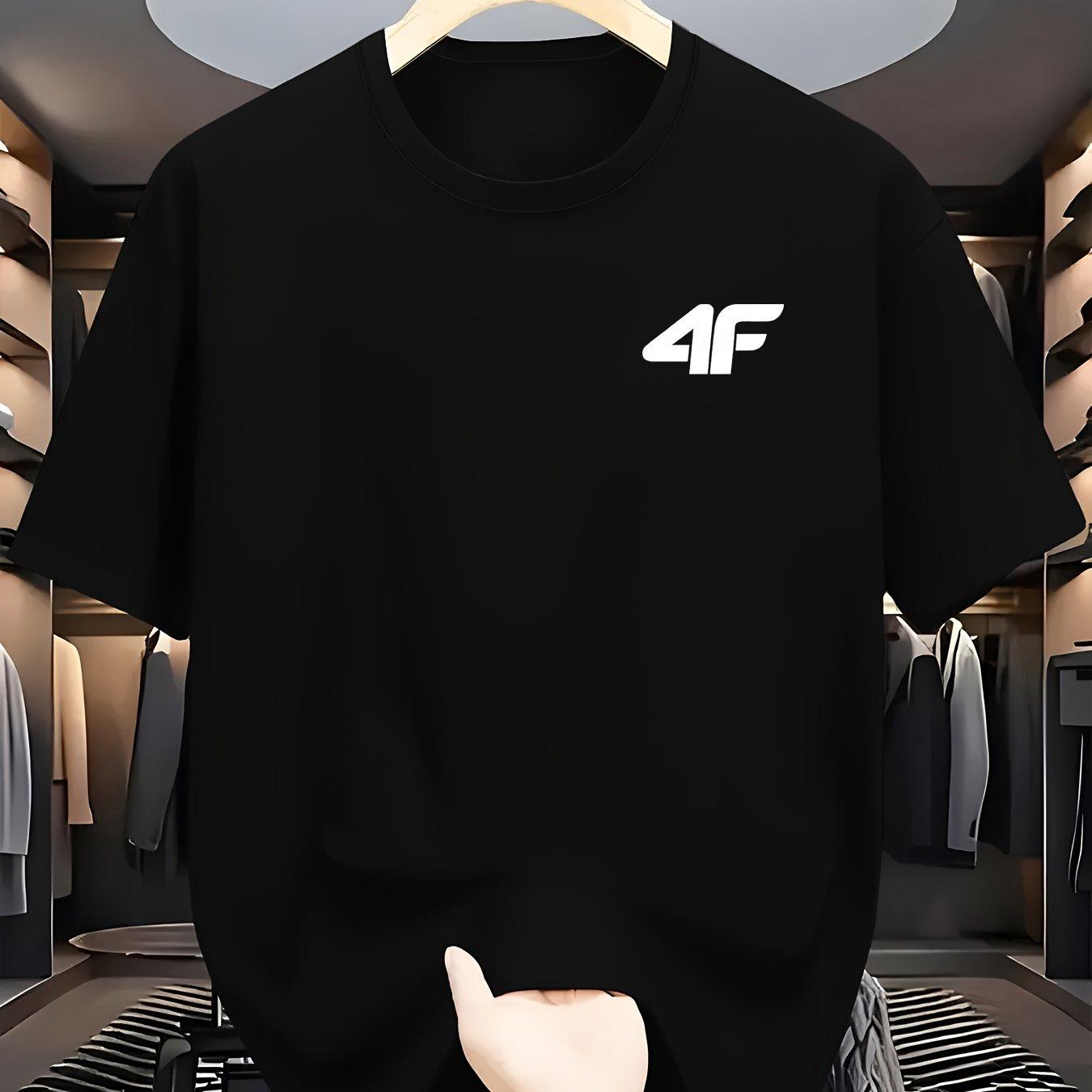 

Хлопок высшего качества Мода 2025 Повседневная футболка с круглым вырезом 4F Геометрический узор Обычная версия Футболка с коротким рукавом Унисекс M