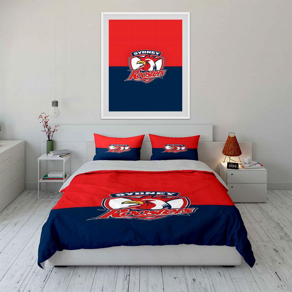 Sydney Roosters Logo Bedding Design Print Bedding Set Duvet Cover Pillowcases (1* Duvet Cover 2* Pillowcases Do Not Include Comforter)