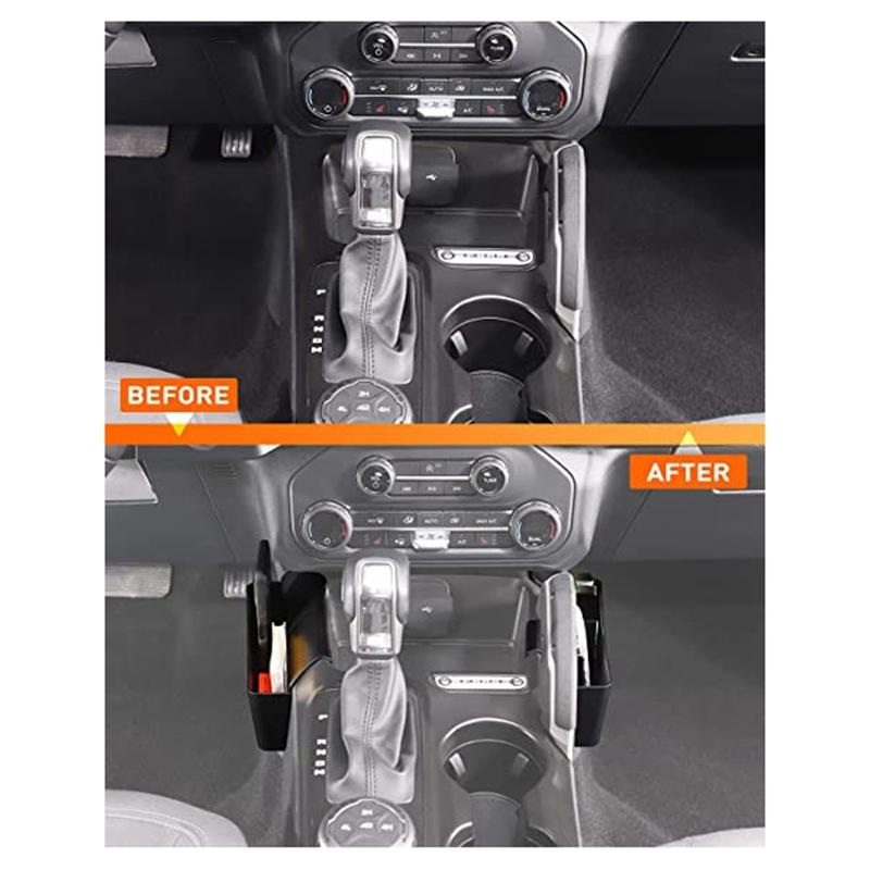AA92-Shifter Storage Box ABS Gear Shift Extension Tray Console Organizer For - Ford Bronco SUV Interior Accessories Acce