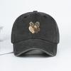 MLFO Three Leopard-print Heart-patterned Washed Baseball Caps: Unisex Casual Style, Retro Sun Hats, Fashionable Headwear