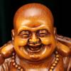 Maitreya Buddha Schatzschale Ornament Holzmaserung Farbe Zieht Reichtum an Dickbäuchige Buddha Statue Wohnzimmer Umzugsgeschenk