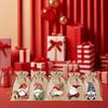 12 Pieces Burlap Reusable Drawstring Gift Bag Cartoon Burlap Bundle Pocket Christmas Snack Bag For Christmas New Year Party