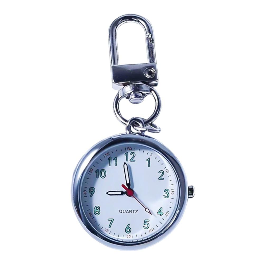 

Silent Movement Exam Watch Alloy Case Leather Cover Pocket Watch Mini Size Reusable Design Keychain Watch Backpack Decoration срібний