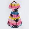 Women’s V Neck Short Sleeve Midi Dress with Tree Print Relaxed Fit Lightweight Fabric for Casual and Beach Wear