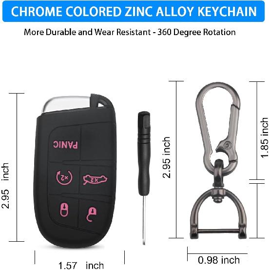 QBUC for Dodge Key Fob Cover 5 Button Silicone Remote Key Case for Dodge for Jeep Grand Cherokee