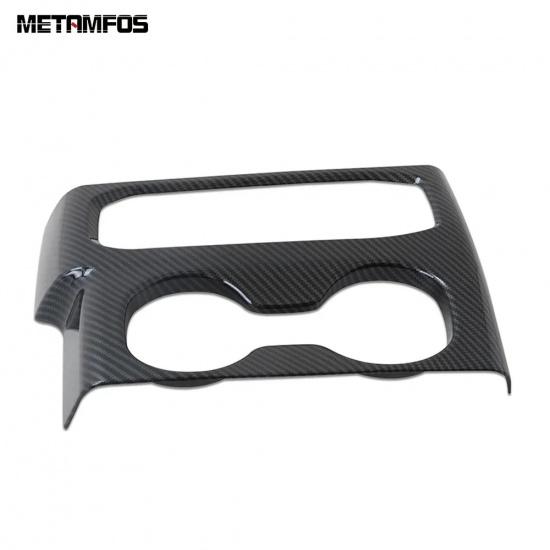 For Hyundai Santa Fe 2018 Carbon Fiber Center Console Gear Shift Box Cover Trim Cup Holder Accessories Car Styling