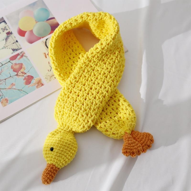 Handcrafts Cartoon Knit Scarf Cute Duck Designs Soft Woolen Scarves Wrap for Kids and Teens Winter Cozy Warm Neck Warmer