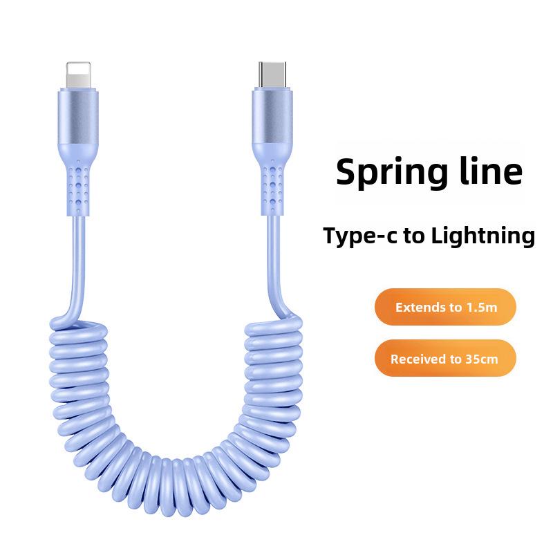 6A Kabel do CarPlay Sprężynowy Wyciskany 6A do Super Szybkiego Ładowania, Kompatybilny z Urządzeniami Huawei i Apple 14.