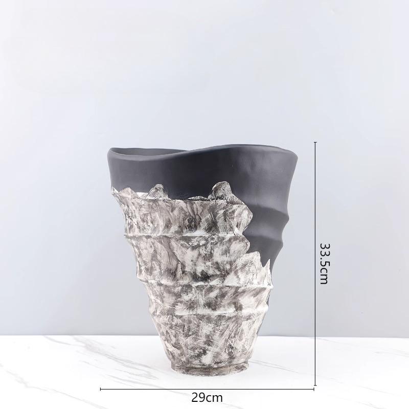 Creative Resin Vase Silver Geometric Spiral Flowerpot Stripes Flower Vase Flower Arrangement Accessories Home Decoration