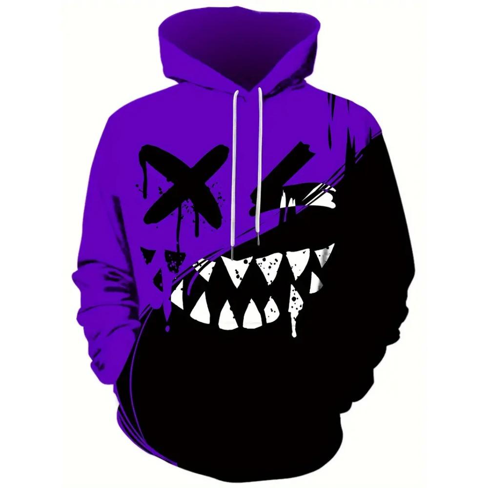 Herren Kreativer Smiley-Gesicht Muster Bedruckter Hoodie Modischer Herren Trend-Hoodie Lässiges Design Hoodie mit Tasche Streetwear