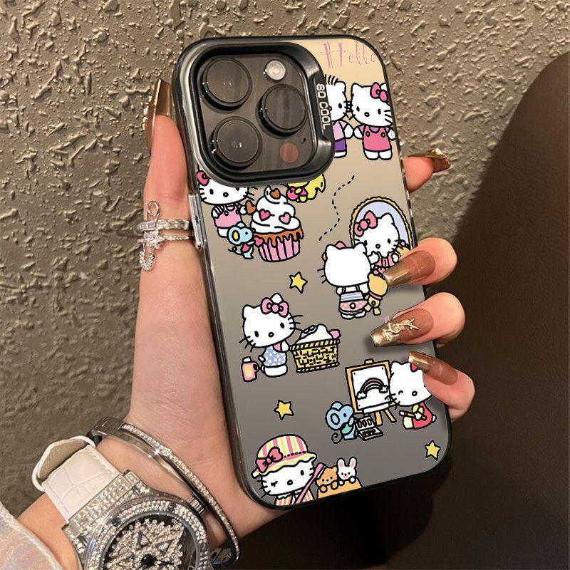 Applicable to Apple 11 mobile phone case iPhone11/11Pro cartoon color silver hard case Huawei p11 full screen kt cat