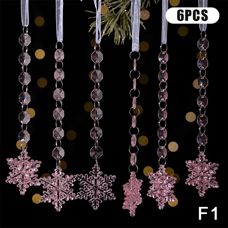 Clear Acrylic Christmas Tree Decorations Christmas Hanging Ornaments Snowflake & Icicle Hanging Decor New Year Party Decorations