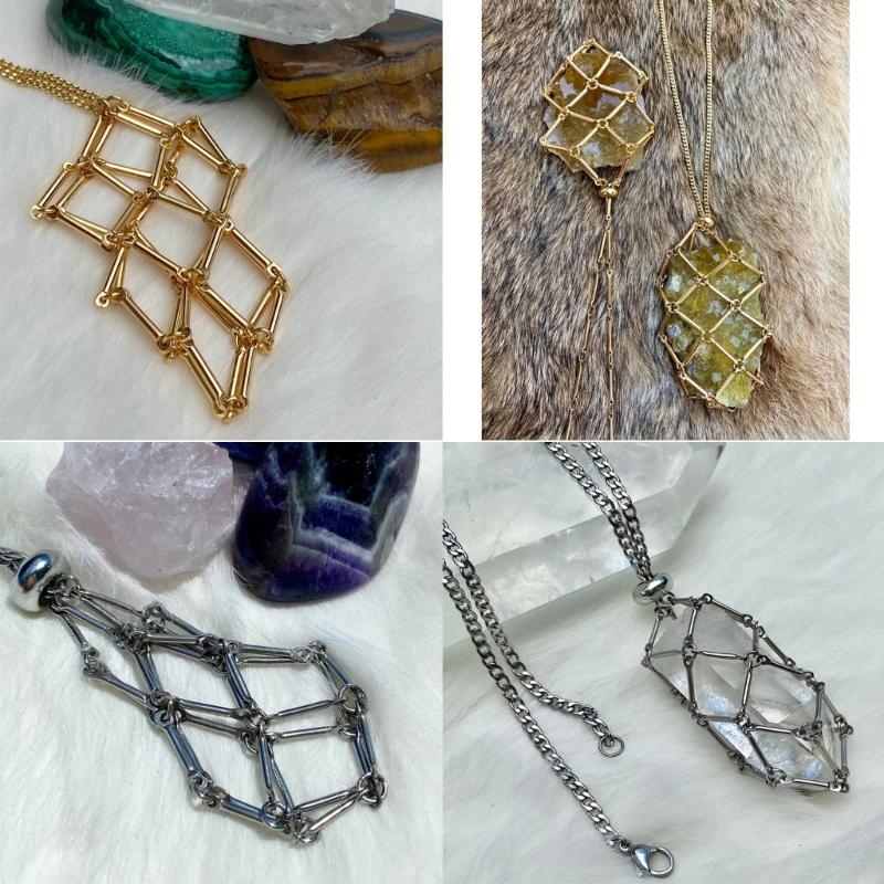 Unique Empty Necklace Holder Adjustable Chain Choker Metal Cage Shape Pendant Necklace for Independent Thinkers