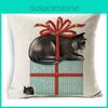 Elegant 18'' Dachshund Printed Christmas Linen Pillowcase For Cozy Living Spaces