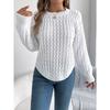 Fashion Twist Lantern Long Sleeve Irregular Pullover Sweater Women Autumn and Winter Casual Solid Color Knitted Tops Elegant Simple Loose Clothing
