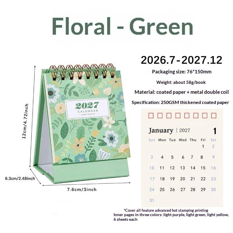 2027 Mini Morandi Color Desk Calendar Compact Size Memo Planner for Home Office Desktop Decoration Daily Reminder