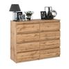 Große Kommode Eiche Wotan 120 CM 8 Schubladen TV-Schrank für Wohnzimmer Schlafzimmer