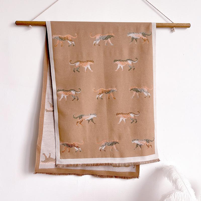 

Простой Ретро Стиль Контрастные Цвета Двусторонний Имитация Кашемира Шарф Зимняя Высококлассная Теплая Шаль 185cm хаки