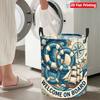 Collapsible Laundry Basket Large Round Waterproof Fabric Hamper Dirty Clothes Storage Bin Toy Organizer with Handles