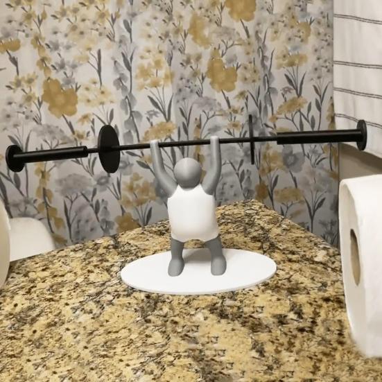 Weightlifter Toilet Paper Holder 3D Printed Barbell Lifter Toilet Paper Roll Holder