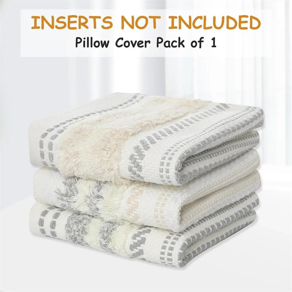 Homaxy Bohemia Pillow Case 50x50 For Sofa Pillow Cover Striped Tassel Decor Cushion Cover Furry Boho Pillowcase Aesthetic 45x45