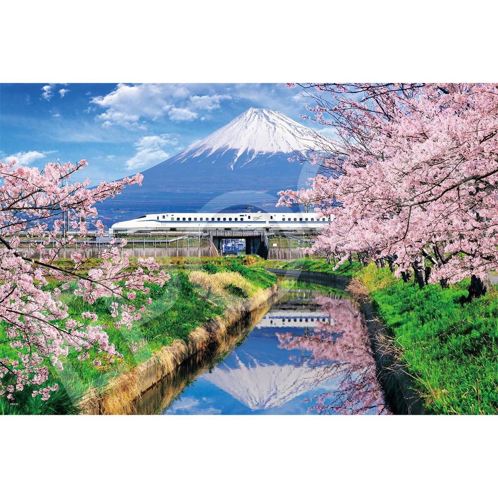 EPOCH 1000-piece Jigsaw Puzzle Japanese Landscape Sakura Mount Fuji Shinkansen - Shizuoka (5075cm) 11-621s Adhesive Spatula Score Ticket Included