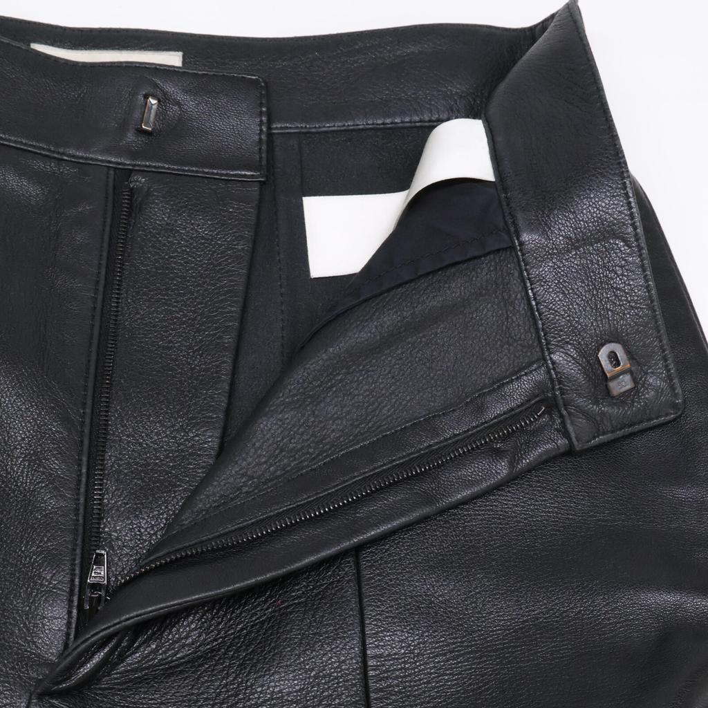 Celine [Domestic Regular] 2G013978E Phoebe Period Lamb Leather Cropped Wide Pants/ Bottoms 36 blackUsed