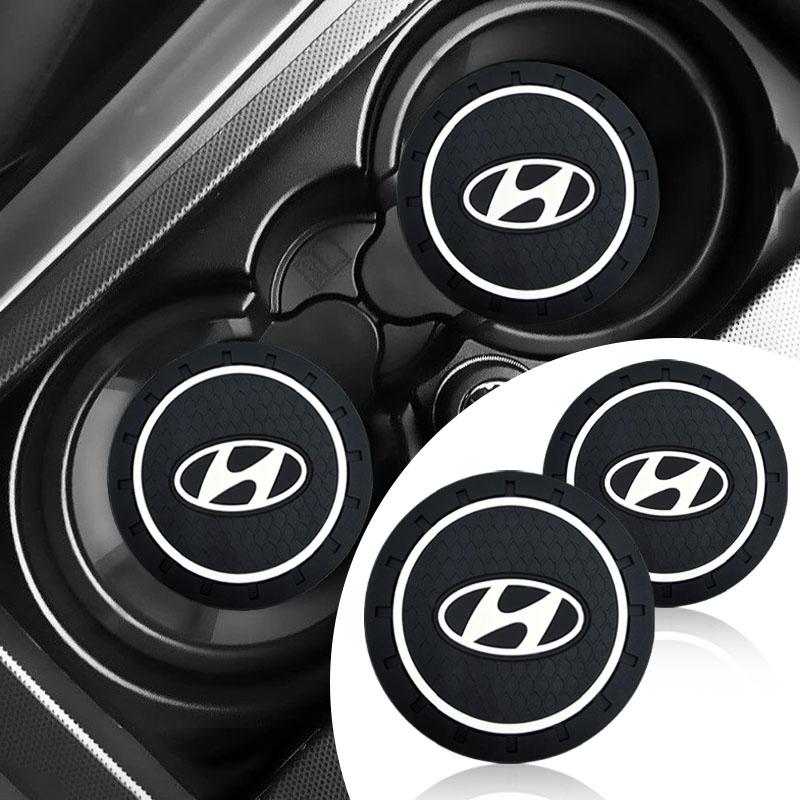 2Pcs Car Anti Slip Coaster Anti-noise Water Cup Pad Cushion Car Accessories For Hyundai Genesis I10 I20 I30 I40 IX20 IX35 IX25 Accent Azera Elantra