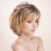 European and American Style Women’s Short Curly Wig with Side-Bangs Fluffy Gradient Blonde Hairpiece for Mature Women