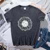 Spring Women's Simple Monochrome Sunflower Pattern Printed Pullover Loose Round Neck Pure Cotton Short Sleeved T-Shirts Women’s