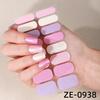 16Tips Pink Glitter Full Cover Nail Sticker Gradient Nail Polish Strips Long-Lasting Self Adhesive Manicure Art DIY Decoration