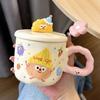 Ceramic Cup with Lid and Spoon High Appearance Water Cup Women's Mug Cute Home Office Coffee Breakfast Cup