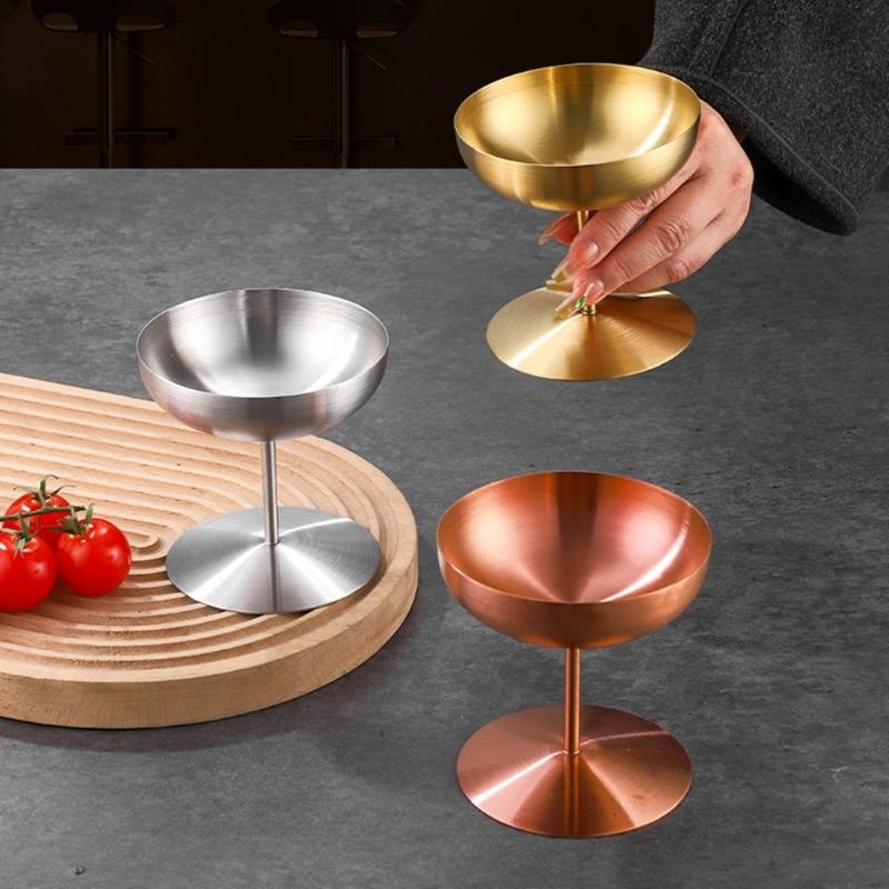 Footed Metal Serving Cup for Fruit Presentation and Party Table Use, Stemmed Bowl Cup for Home Gathering Display