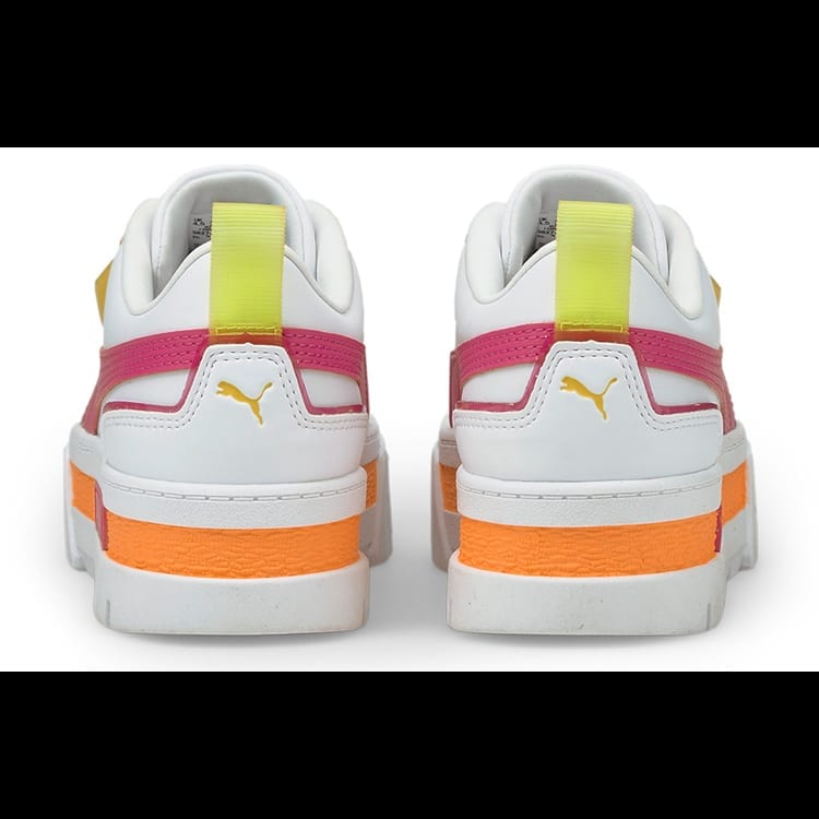 Puma Mayze City Lights Women White Pink Green Low Top Sneakers Leather Casual 382741-02
