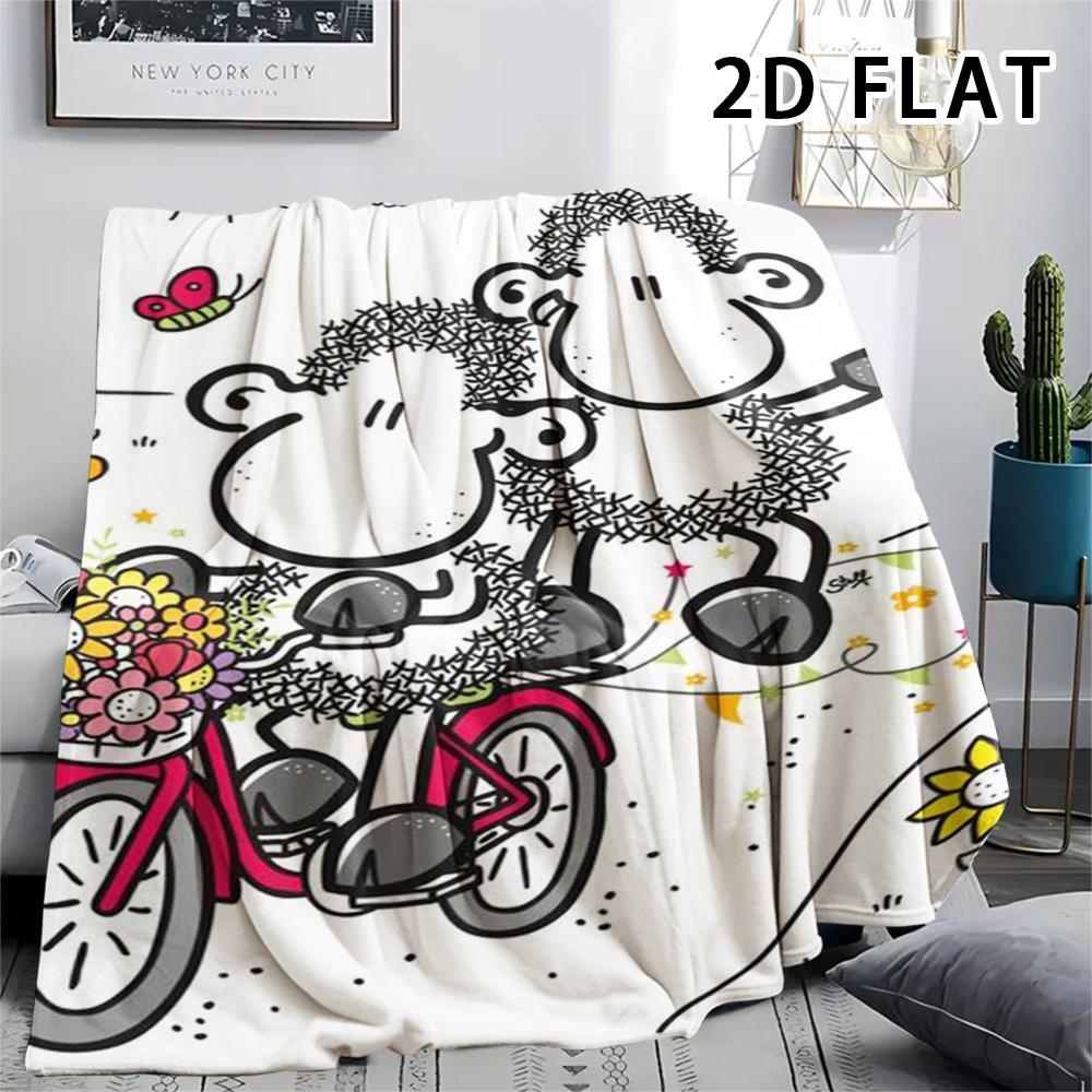 1Pc Sheepworld Print Flannel Blanket, High Quality Comfortable for All Seasons, Home Decor, Warmth and Comfort, Perfect for Christmas Gifts