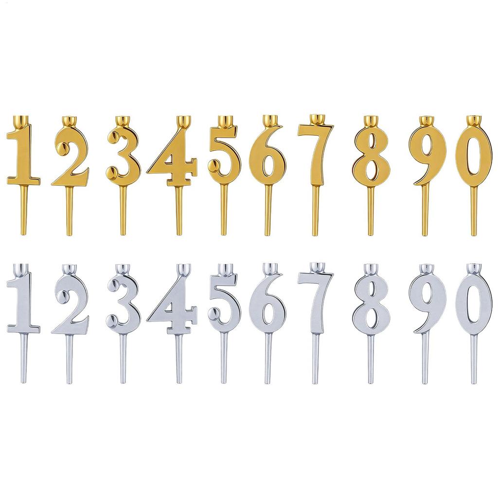 Birthday Cake Number Candle Holder Set, 0-9 Numbers Cake Topper, for Birthday Party Wedding Anniversary Cake Top Decoration