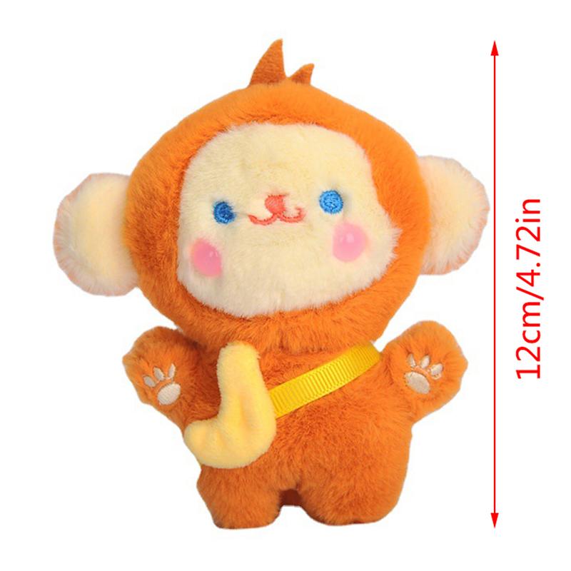 Short Plush Banana Monkey Keychain Backpack Pendant Cartoon Gift Soft Doll Car Chain Child Girl Kawaii Comfort Toy