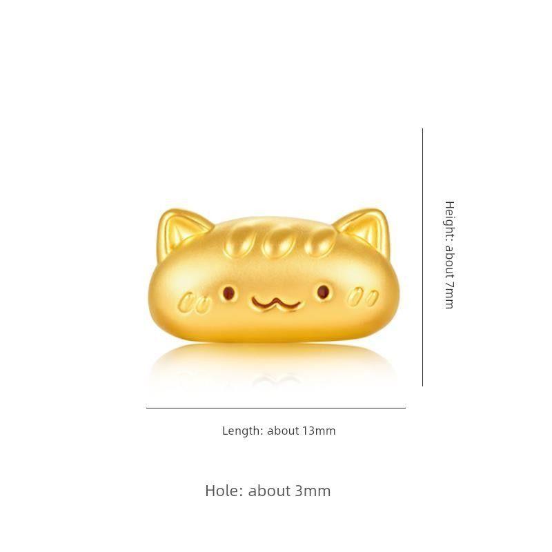 

Кошка Маленький Французский Багет Милый Питомец Счастливые Бусины Аллювиальное Золото Отверстие Из Бусин Позолоченный 24К Браслет Женский Из Бусин Сделай Сам Ремешок для Ношения для Подруги Meow little baguette