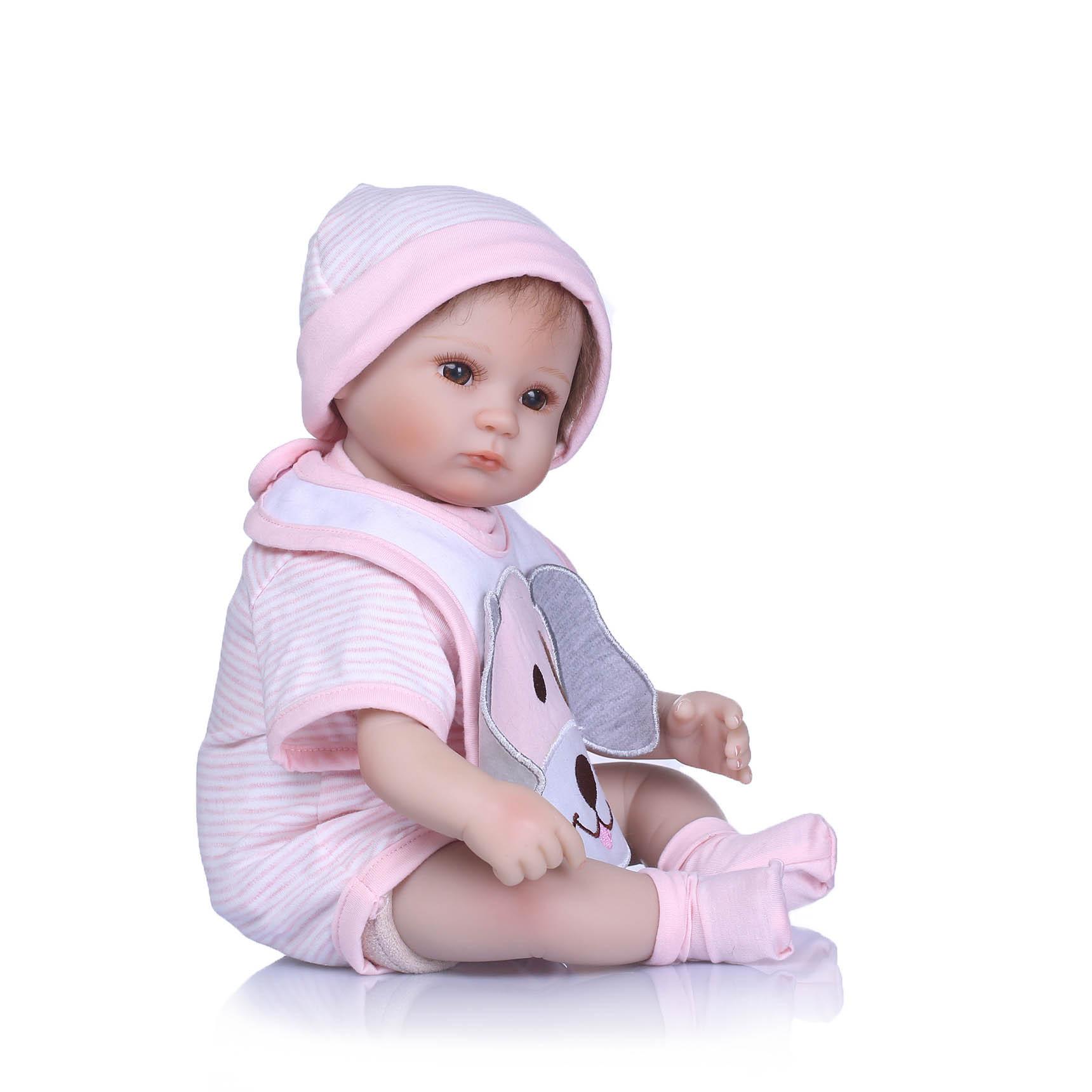 

Simulation Doll Soft Rubber Baby Sleeping Doll Cute Cute Cute Cute Baby Wedding Gift Bed Doll 42cm розовый